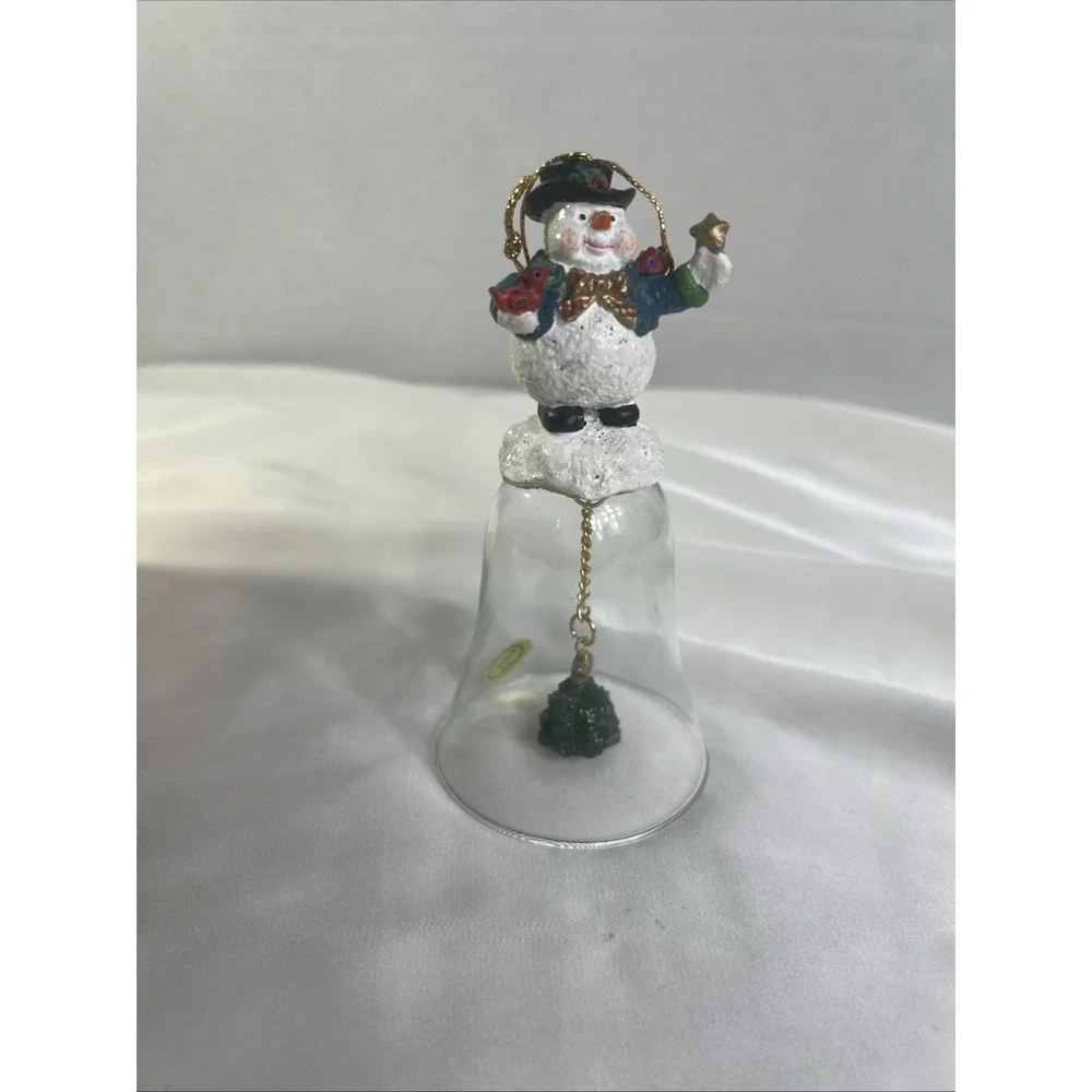 1996 Snowman Ornament Christmas Avon Gift Tree‎ Collection Holiday Glass Bell